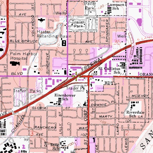 Topographic Map of Exit 13, CA