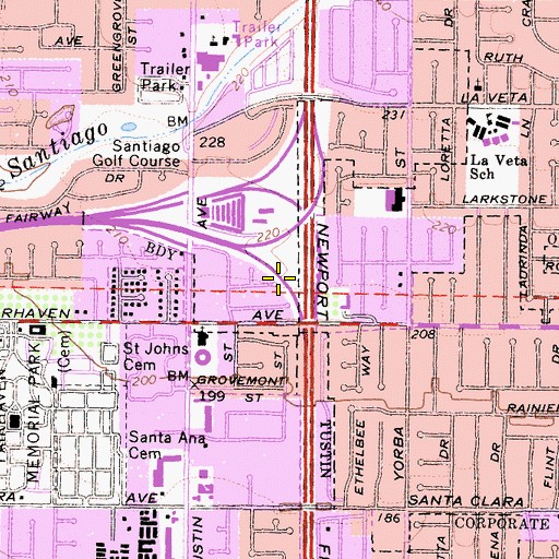 Topographic Map of Exit 17B, CA