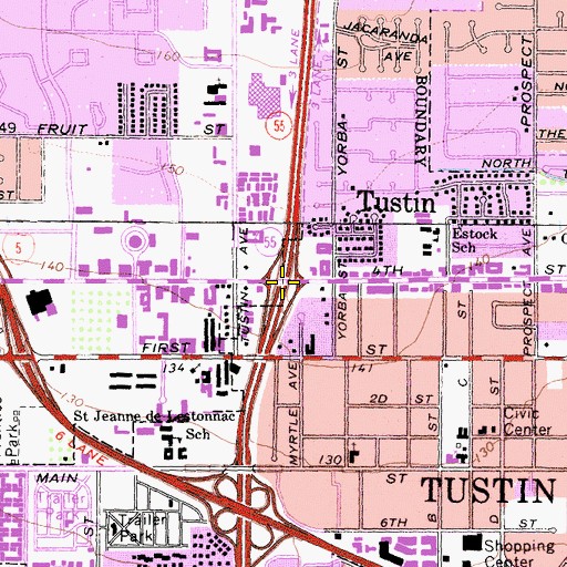 Topographic Map of Exit 11B, CA