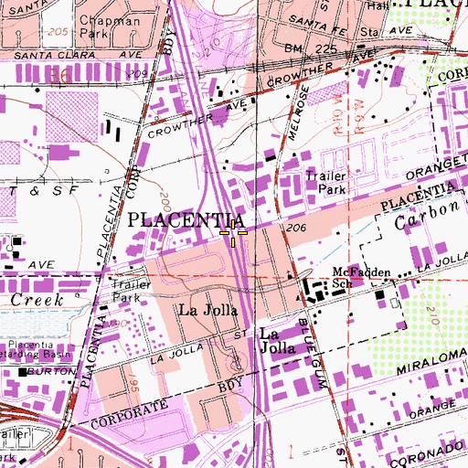 Topographic Map of Exit 6A, CA