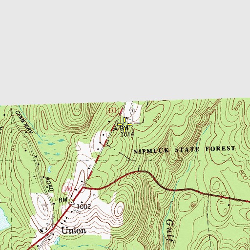 Topographic Map of Union Lookout Tower, CT