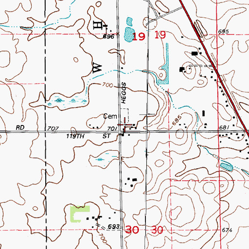 Topographic Map of Wheatland Presbyterian Church, IL