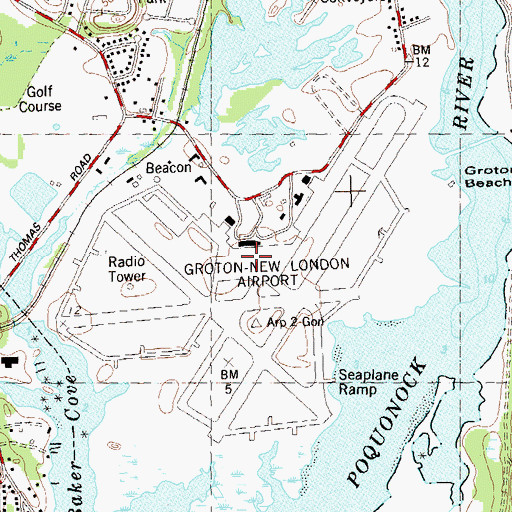 Topographic Map of Groton-New London Airport, CT
