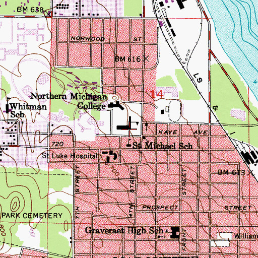 Topographic Map of Lydia M Olson Library, MI