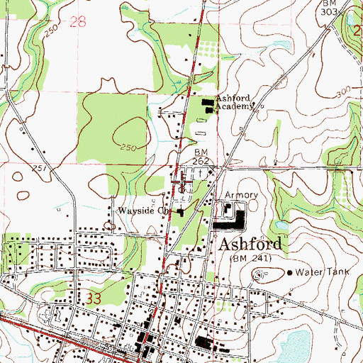 Topographic Map of Ashford City Cemetery, AL