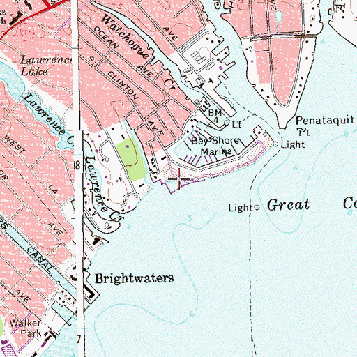 Topographic Map of Benjamin's Memorial Beach, NY
