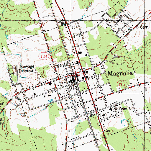 Topographic Map of Magnolia Police Department, NC