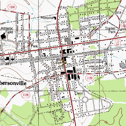 Topographic Map of Robersonville Police Department, NC