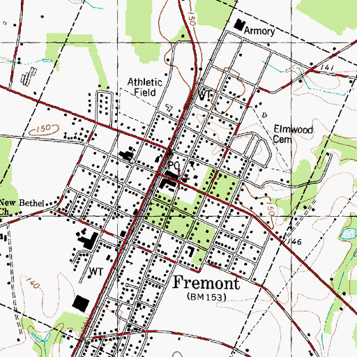 Topographic Map of Fremont Police Department, NC