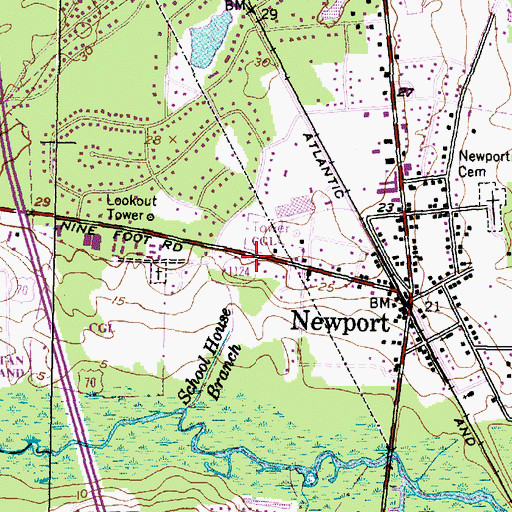 Topographic Map of Newport Police Department, NC