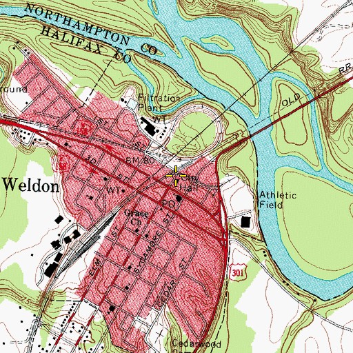 Topographic Map of Weldon Police Department, NC