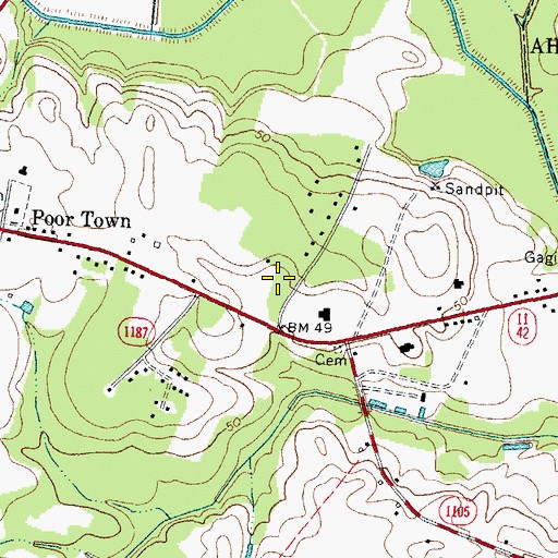 Topographic Map of North Carolina State Highway Patrol Troop A District 2, NC