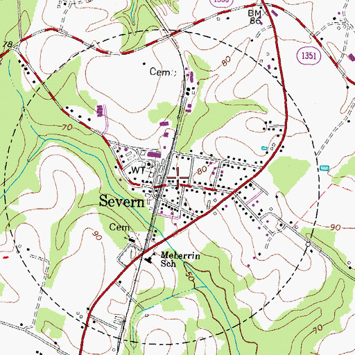 Topographic Map of Severn Police Department, NC