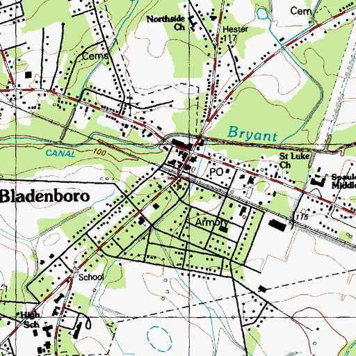 Topographic Map of Bladenboro Police Department, NC