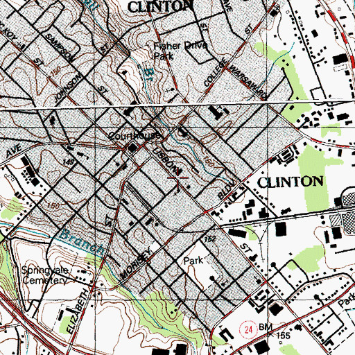 Topographic Map of Clinton Police Department, NC