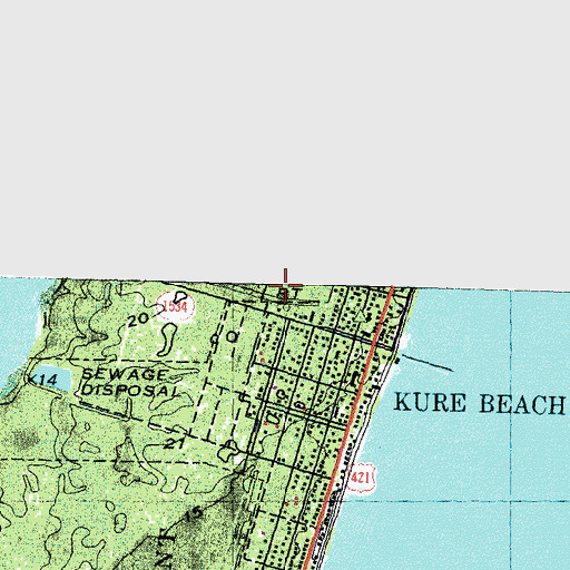 Topographic Map of Kure Beach Police Department, NC