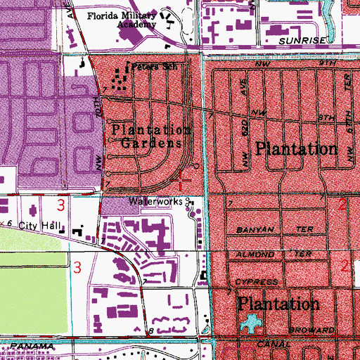 Topographic Map of Plantation Fire Department Station 56, FL