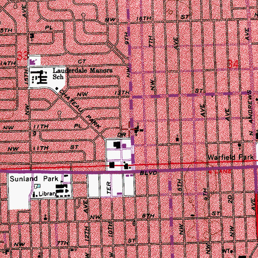 Topographic Map of Fort Lauderdale Fire Rescue Station 46, FL