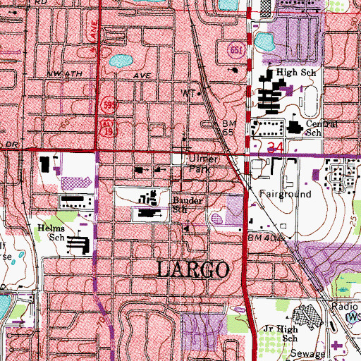 Topographic Map of Largo Fire Rescue Station 41, FL