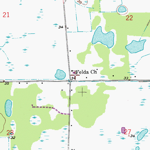 Topographic Map of Felda Volunteer Fire Department, FL
