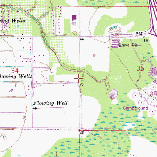 Topographic Map of Estero Fire Rescue Station 43 - Three Oaks Station, FL