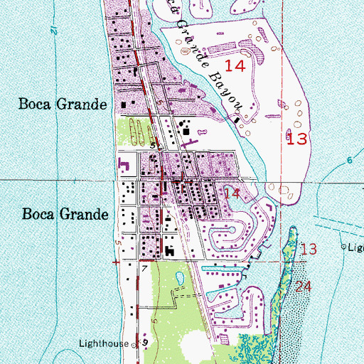 Topographic Map of Boca Grande Fire Department, FL
