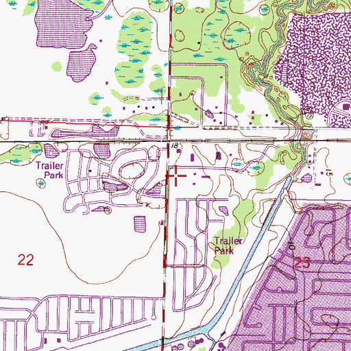Topographic Map of Hillsborough County Fire Rescue Station 38 River Oaks, FL