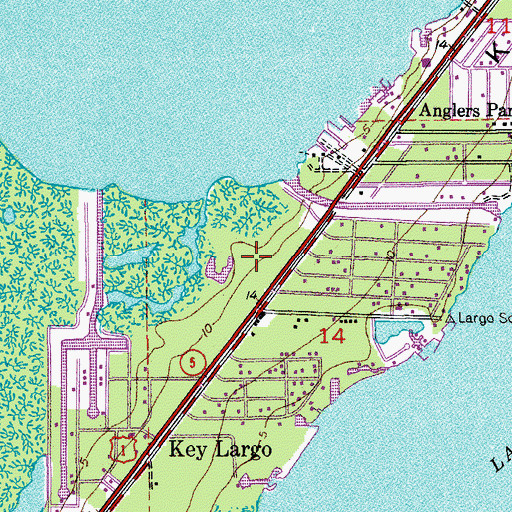 Topographic Map of Key Largo Volunteer Fire Department, FL