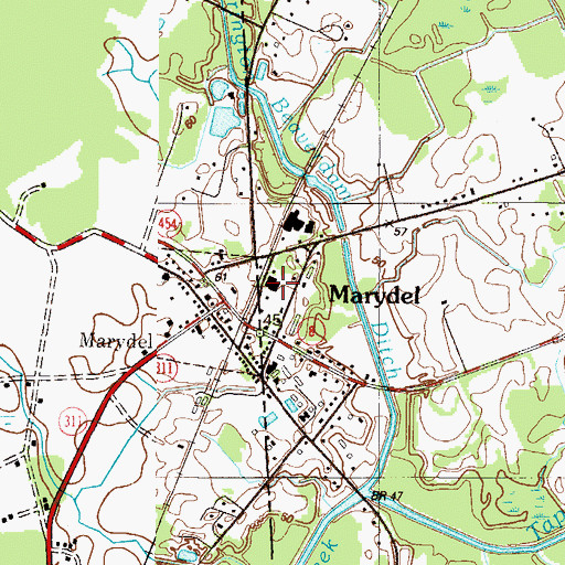 Topographic Map of Marydel Volunteer Fire Company, DE