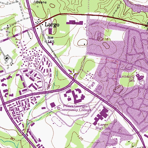 Topographic Map of Prince Georges County Fire Department Station 846 Kentland Volunteer Fire Department Company, MD