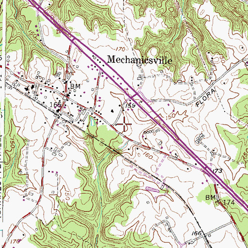 Topographic Map of Mechanicsville Volunteer Rescue Squad, MD