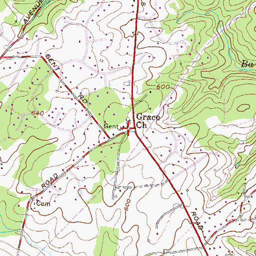 Topographic Map of Chestnut Ridge - Grace Preschool, MD