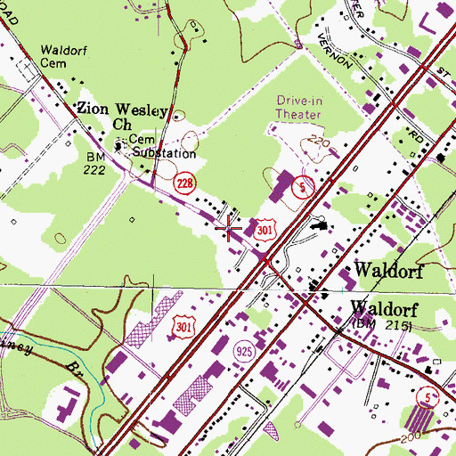 Topographic Map of Waldorf Baptist Preschool, MD