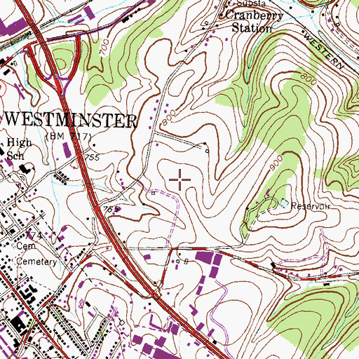Topographic Map of Cranberry Station Elementary School, MD
