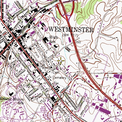Topographic Map of Carroll County Evening High School, MD