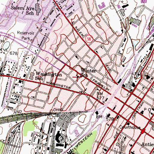 Topographic Map of Winter Street Elementary School, MD