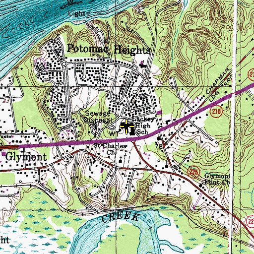 Topographic Map of General Smallwood Middle School, MD