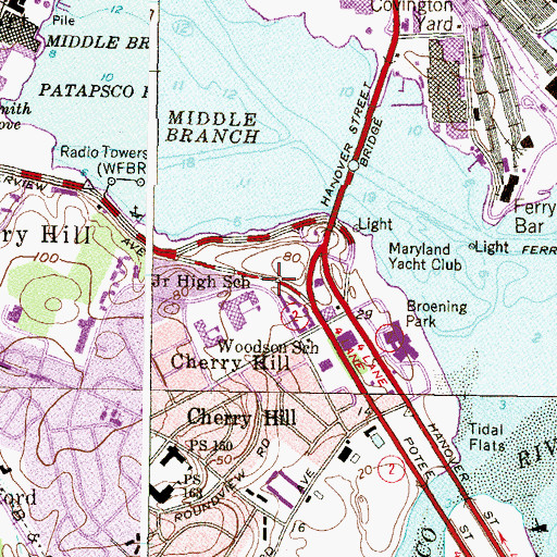 Topographic Map of Arnett J Brown Middle School, MD