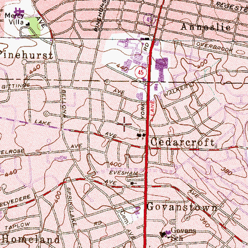 Topographic Map of Cedarcroft School, MD