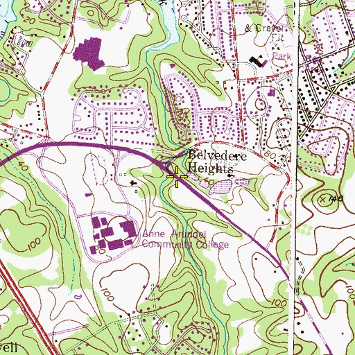 Topographic Map of College Parkways Creative Beginnings, MD