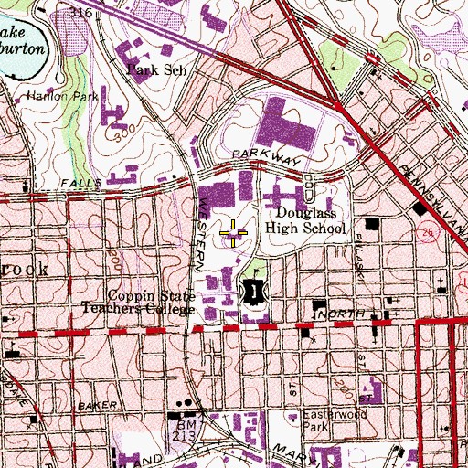 Topographic Map of Coppin Academy High School, MD