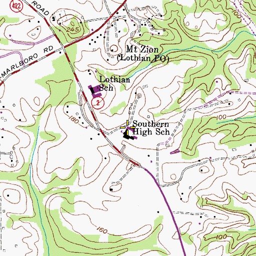 Topographic Map of Traceys Elementary School at Southern Middle School, MD