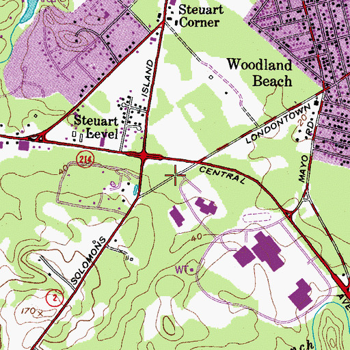 Topographic Map of Sojourner Douglass College, MD