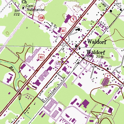 Topographic Map of Waldorf Center for Higher Education, MD