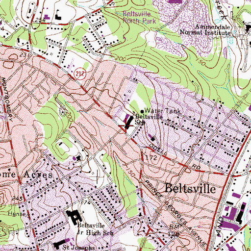Topographic Map of Tesst College of Technology - Beltsville, MD