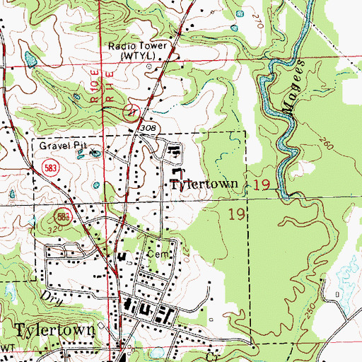 Topographic Map of Tylertown Primary School, MS