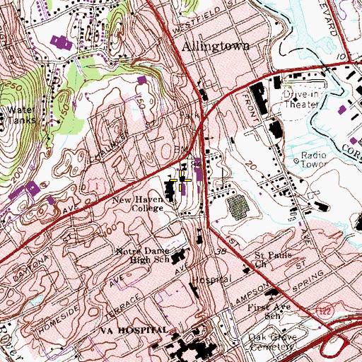 Topographic Map of WNHU-FM (West Haven), CT