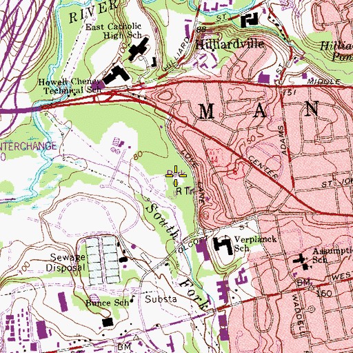 Topographic Map of WLVH-AM (Manchester), CT