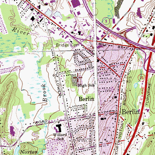 Topographic Map of WERB-FM (Berlin), CT