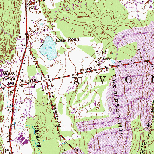 Topographic Map of Town of Avon, CT